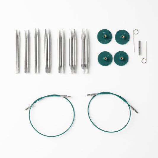 Knit Picks Options 2-3/4" Short Metal Stainless Steel Interchangeable Knitting Needle Set (Reflections Stainless Steel)