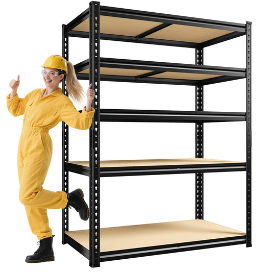 DurayLoly 72" H Garage Shelving, 5 Tier Storage Shelves Load 2500 lbs, Adjustable Garage Shelves, Metal Shelving Unit for Warehouse, Basement, Pantry, 40" Wx 16" D x 72" H, Black