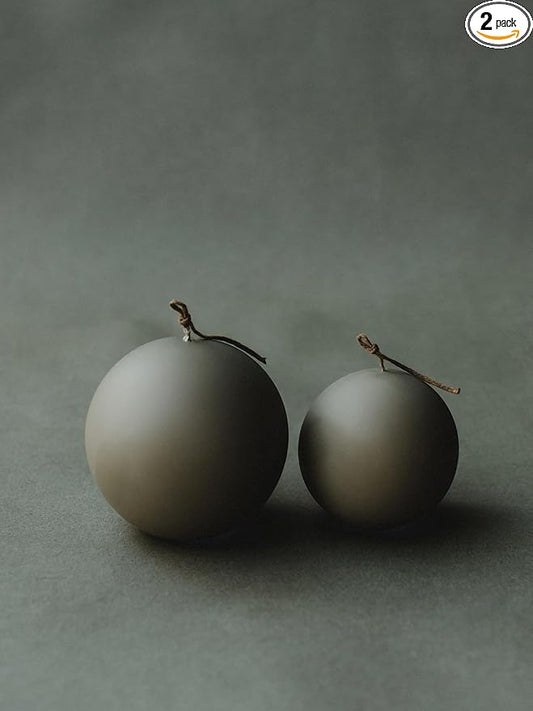 LAWA Set of 2 Sphere Candle - Beautiful Handmade Pillar Scented Soy Wax Elegant Aesthetic Candle Housewarming Gift Home Room Shelf Decor Idea (Earthy Green, Set of 2)