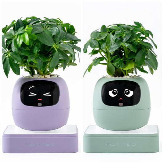 2pcs 2G Ivy AI Smart Plant Pot with Emoji Intelligent Planter Robot for Houseplants Tamagotchi Flower Pot Stylish Plantagotchi Home Decor