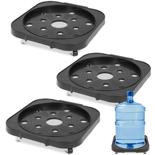 Zoketriton 3 Pack 5 Gallon Water Bottle Jug Caddy with Rolling Swivel Casters Wheels, Bucket Dolly Round Rolling Plant Stand Plant Dolly for Heavy Duty Garden Flower Pot Movers Plant Stroller, Black