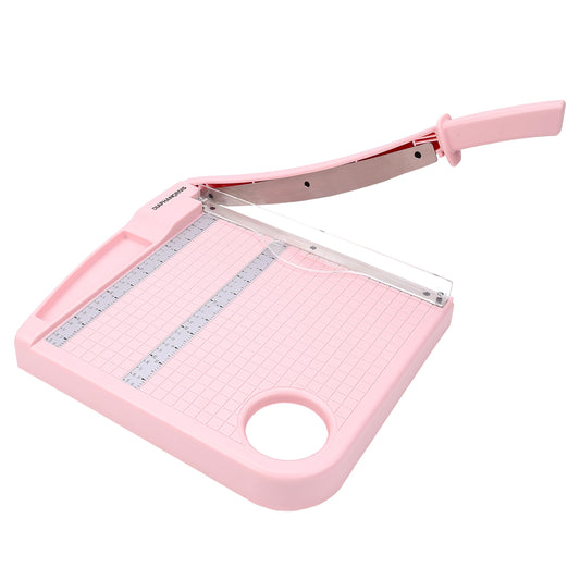 12" Paper Cutter, Precision Cut with Safety Protection and Blade Lock, 12 Sheet Capacity, Great for Cardstock, Cardboard, Photo, Vinyl, Crafts, Scrapbook (Pink)