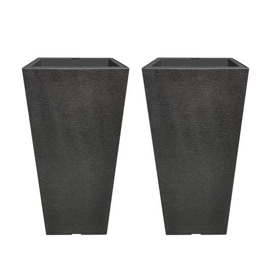 Kante 28 Inch Tall Planter Set of 2, Large Taper Planter for Outdoor Indoor Garden Patio Front Door (Black)
