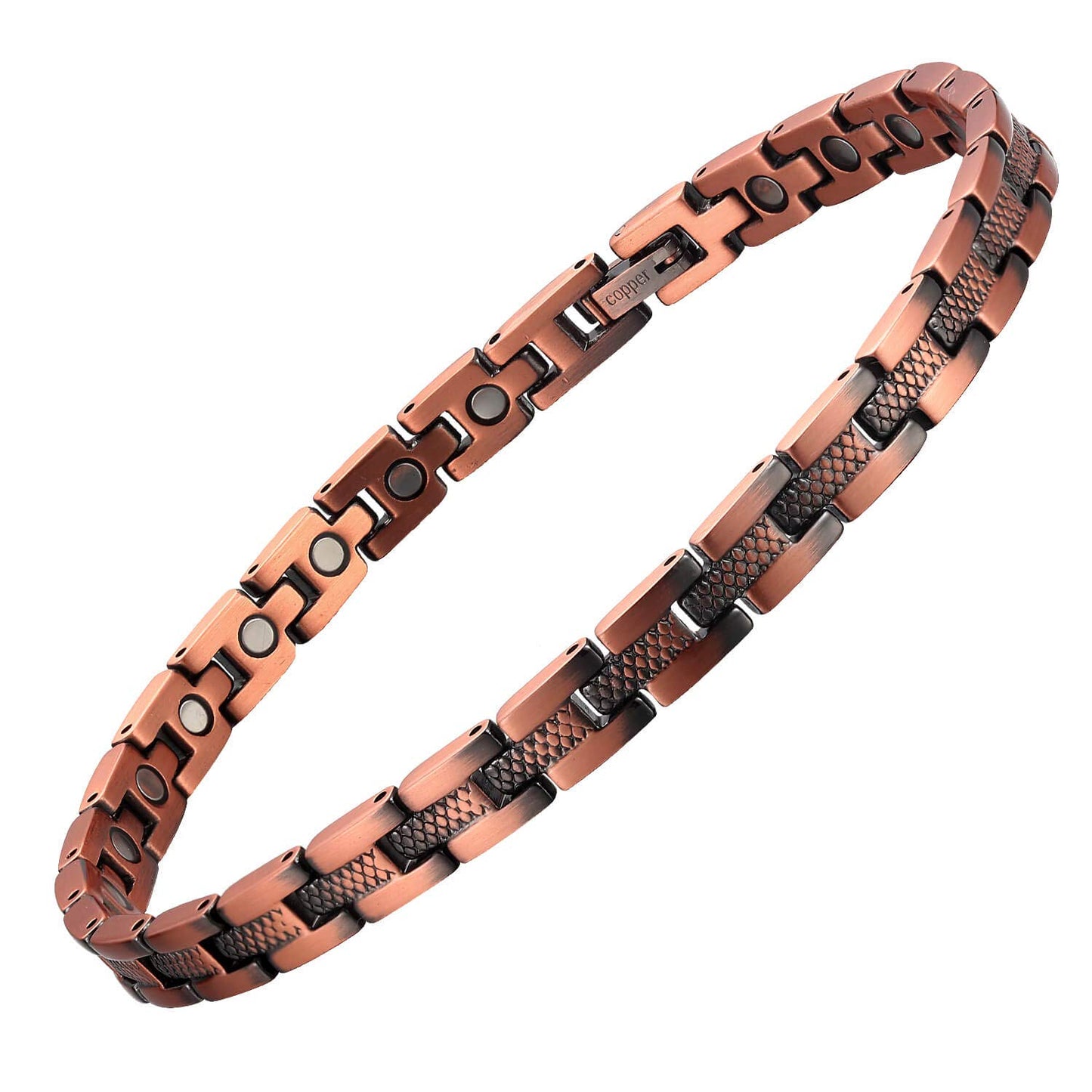 MagEnergy or Women 99.9% Pure Copper Magnetic with Ultra Strength Magnets 9.8 Inch Adjustable Gift (Wheel Pattern)