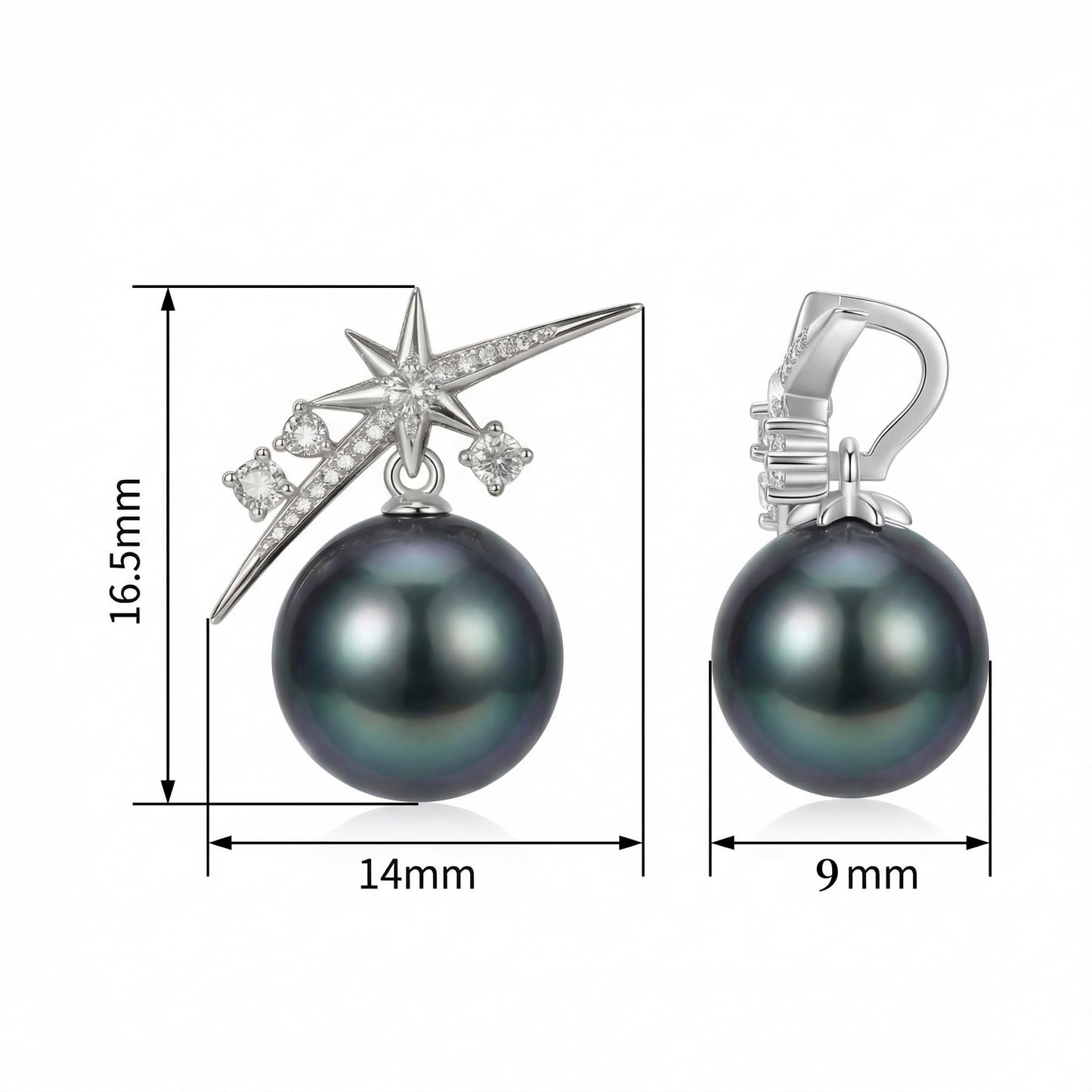 S925 Silver 9-10MM Black Pearl Necklace for Her, Tahitian Black Pearl-Moissanite Pendant,Gift for Birthday Anniversary Valentine's Jewelry-Wife Mom Girlfriend Mother's Day, Gifts for Mom