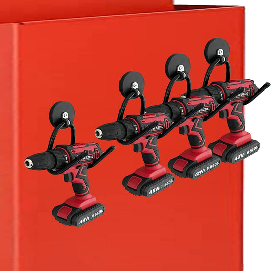 Skiennix Magnetic Hooks - Heavy Duty Power Tool Organizer Rack | 4 Pack for Garage & Workshop Storage