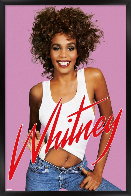 Trends International Whitney Houston - Jeans Wall Poster, 22.4L x 14.7W, Black Framed Version