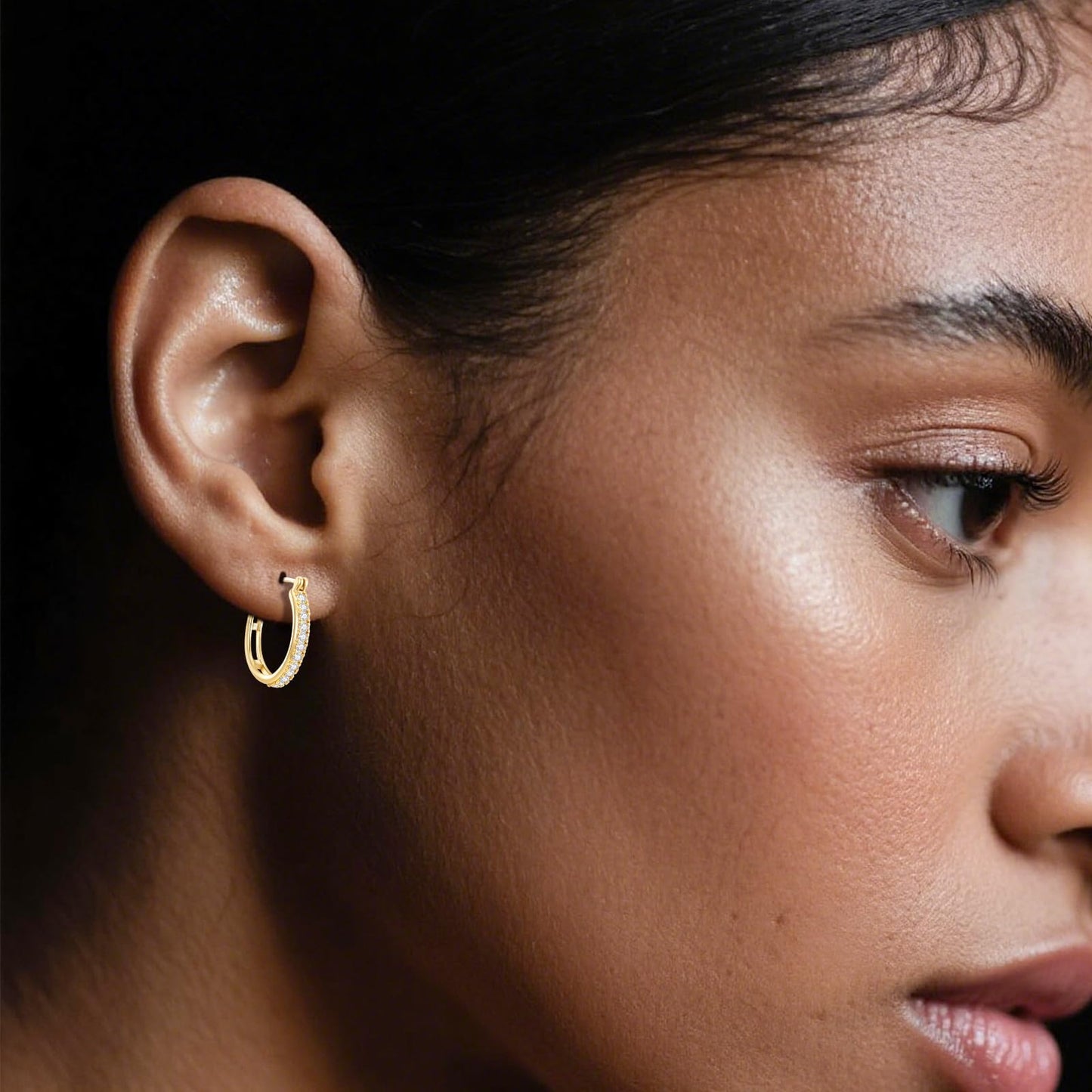 RYHIX 14K Gold Earrings for Women Small 14K Gold Hoop Earrings Trendy 20mm Womens Gold Huggie Earring with Cubic Zirconia Hypoallergenic