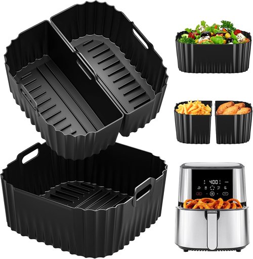 Chefman Air Fryer Silicone Liners - Reusable 3-Pack Baking Accessories for 8QT to 10QT Air Fryers