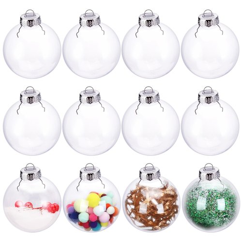 12 Pack Clear Plastic Fillable Ornament Ball 3.15''/80mm for Christmas,Holiday, Wedding,Home Decor