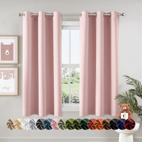 MIULEE Baby Pink Blackout Curtains - Thermal Insulated Room Darkening Drapes | 40 x 48 Inches, 2 Panels