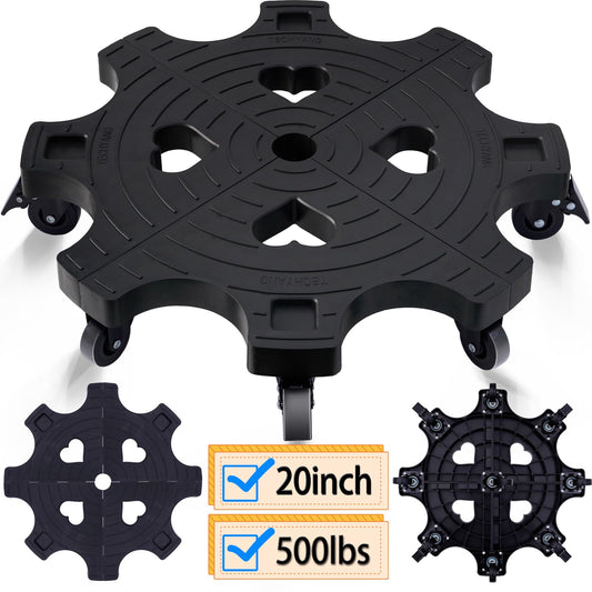 20 Inch Plant Caddy With Wheels - Heavy Duty Outdoor Indoor Rolling Plant Stand With Casters Black Plant Dolly Large Potted Planter Cart For Big Flower Pots Plants Pots, Heart Shaped Garden Pot Mover