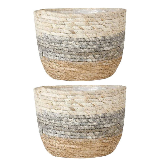 Kisangel 2pcs Flower Basket Woven Planter Plant Pots Indoor Plant Basket Multi-Purpose Woven s for Plant Multi-Purpose s Straw Flower Pot Girl Grass