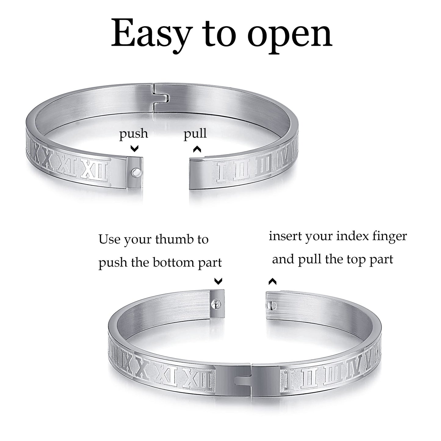 WFYOU 3PCS Stainless Steel Bracelets for Men Gold Roman Numeral Bangle Bracelet Twisted Cable Bracelet Adjustable Cuff Bracelet Mens Luxury Jewelry Bracelets Gifts(B:Silver&Gold- Crown)