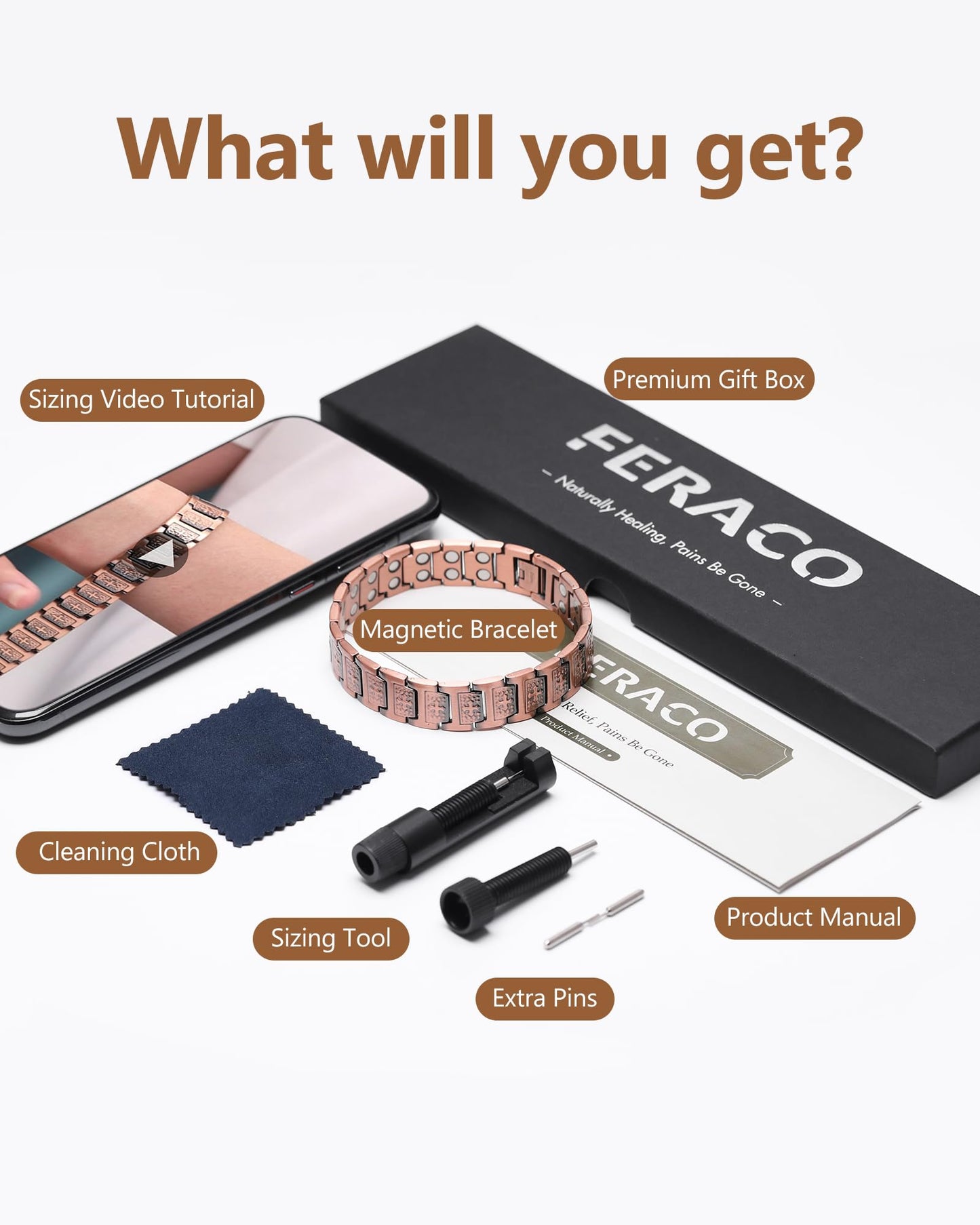 Feraco Copper Cross Bracelet for Men,Magnetic Therapy Cooper Christian Bracelets with 46 Magnets, Men's 99.99% Pure Copper Jewelry