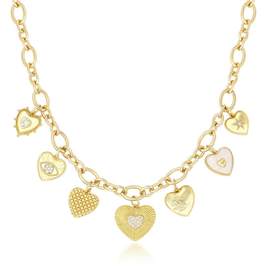 BONJOULRY Gold Heart Necklaces For Women With Different Charms Gold Charm Sun Heart Evil Eyes Necklace Coin Charms Fashion Jewelry Gift