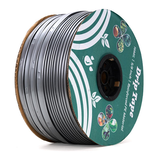 2000FT 5/8" Drip Tape Irrigation, 16 Mil Heavy Duty with 6" Emitter Spacing, Silver Reflective Drip Tape Resistant to Pecking & Biting, Heat-Safe for Seedlings, Ideal for Garden Farm Greenhouse Patio