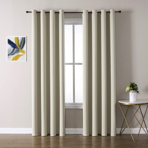 ChrisDowa Grommet Blackout Curtains - Thermal Insulated Room Darkening Panels (Beige, 52W x 84L)