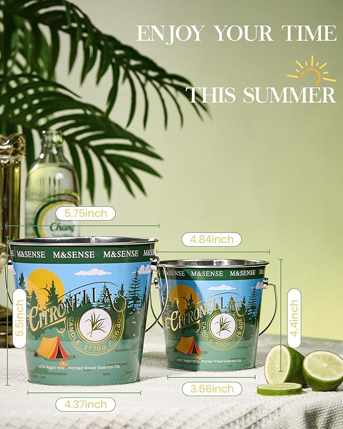 Citronella Candles Outdoor, Citronella Peppermint Scented Candle 19.4 oz,Peppermint Lemongrass Candle Outdoor,Summer Citronella Candles for Patio Camping, 110 Hours Burn Nature Soy Wax