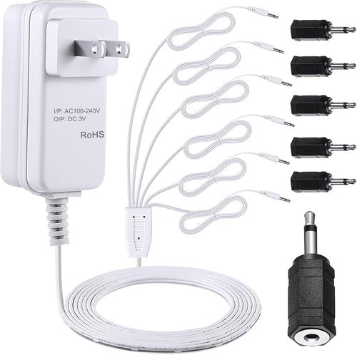 Meonum Power Adapter - UL Listed 3V AC/DC Power Cord with 6 Selectable Plugs for Christmas Village Decor