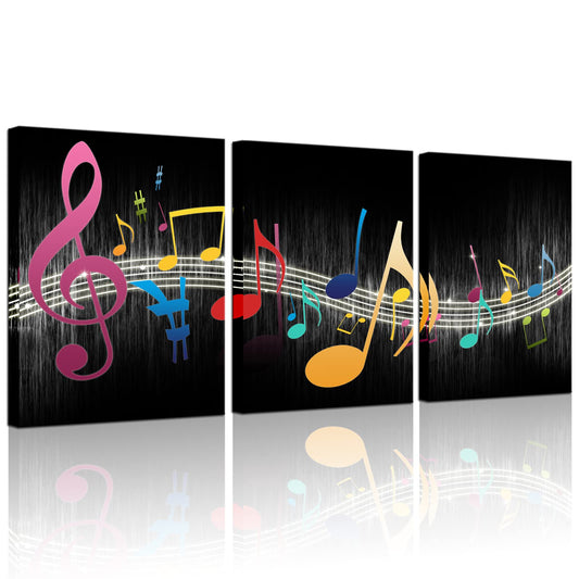 Biuteawal - Music Wall Art Modern Musical Note Canvas Prints Stretched and Framed Beautiful Notes Beating on Staff Picture Decor Artwork for Party Home Living Room Bedroom Ready to Hang