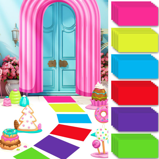 Skyygemm Colorful PVC Floor Stickers Candy Donut Theme Land Runway Rug Hallway Runner Rug Party Decoration for Halloween Trunk or Treat Car Decor(60 Pcs,16.1 x 10.2 Inch)