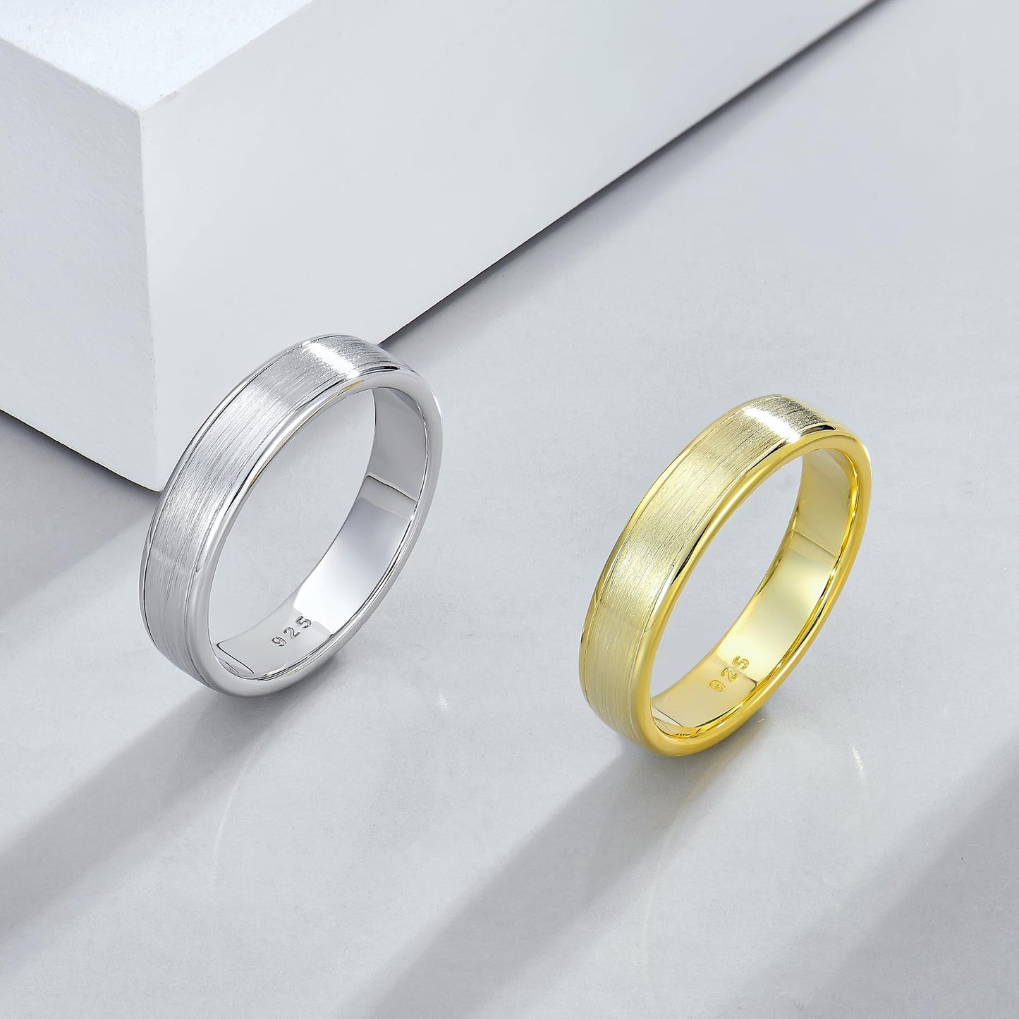 STARCHENIE 5mm Wedding Band Ring, Solid 925 Sterling Silver, Brushed Matte Finish, Comfort Fit, Size 10