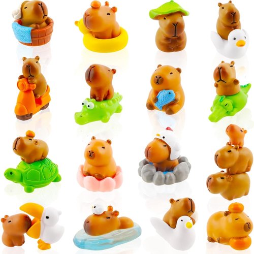 Exasinine Mini Capybara Figurines - 27pcs Resin Cake Toppers for DIY Fairy Garden & Home Decor