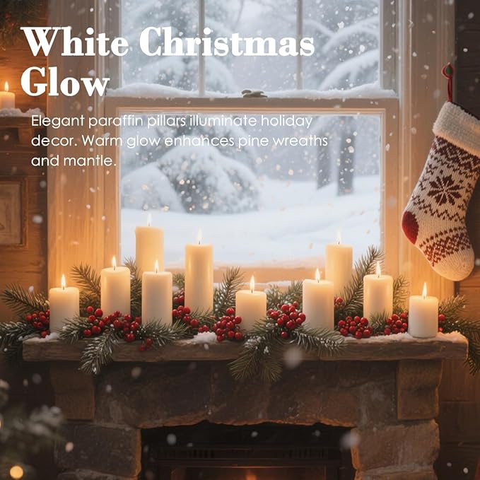 White Pillar Candles - 12 Packs Unscented Wax Pillar Candle, Long-Lasting 30 Hour Burn Time, 2x4 Inch, Elegant Decorative White Candles for Weddings, Centerpiece, Home Decor