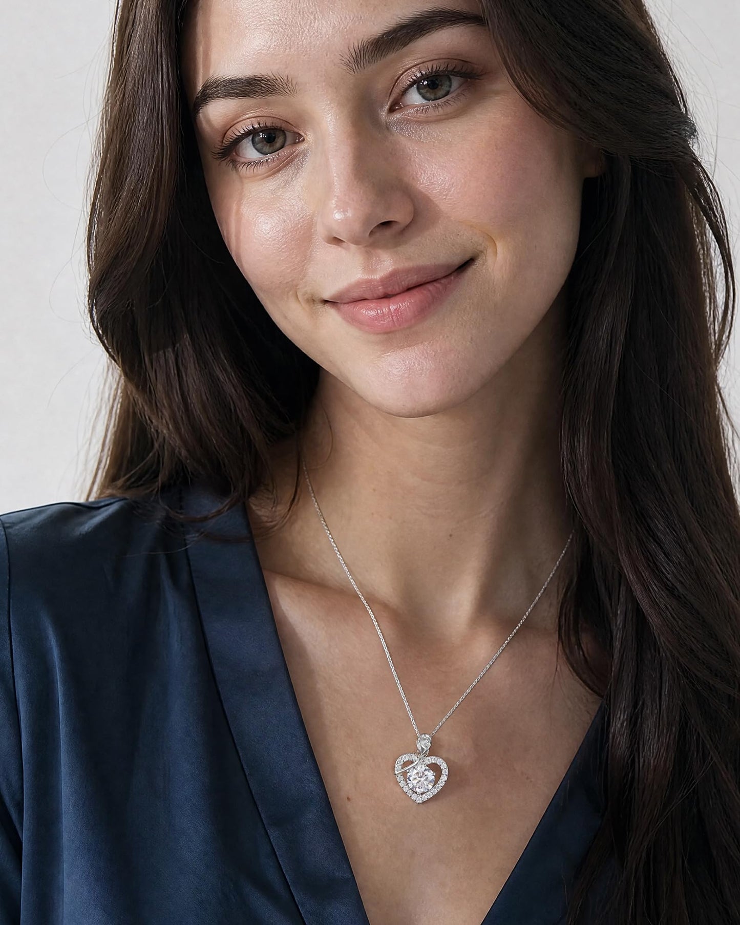 N9NEMUSES Rose Heart Pendant Necklace Gifts for Wife, 4 Carat Moissanite Necklace, 925 Sterling Silver Anniversary Birthday Gifts for Women, Jewelry Gifts for Wife Mom Daughter