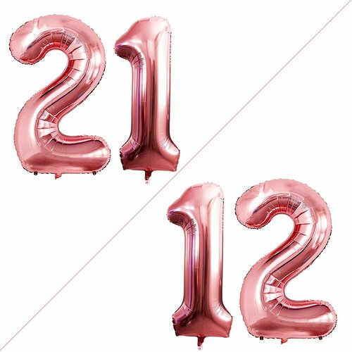 GOER Jumbo Number 12 Balloons - 42 Inch Rose Gold Foil Helium Decorations for 12th Birthday Party