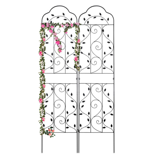 hogardeck Metal 84 * 19 Garden Trellis 2-Packs for Climbing Plants Flowers Vegetables Planting Arched Outdoor Decoration for Courtyards Lawns Gardens