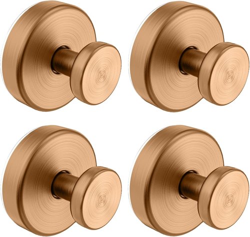 Bntuk Suction Cup Hooks - Removable Bathroom Towel Hooks for Shower & Glass Door | 4 Pack, Champagne Bronze