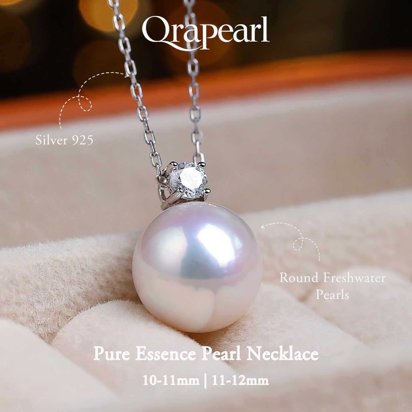 Orapearl Freshwater Pearl Pendant Necklace AAAAA 11-12mm Elegant Jewelry Gift for Wife Mom Girlfriend Her Women with 925 Sterling Silver Chain June Birthstone for Anniversary Birthday Wedding