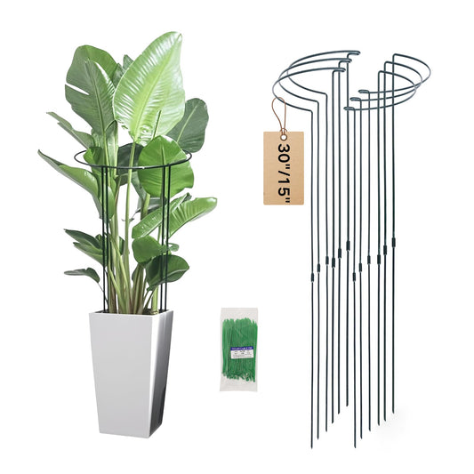Tiuire 30in Tall Heavy-Duty Plant Support Stakes, 6 Pack Adjustable Peony Cages & Supports for Outdoor Plants, Large Garden Plant Stakes for Peony, Tomato, Hydrangea with Extension Stakes