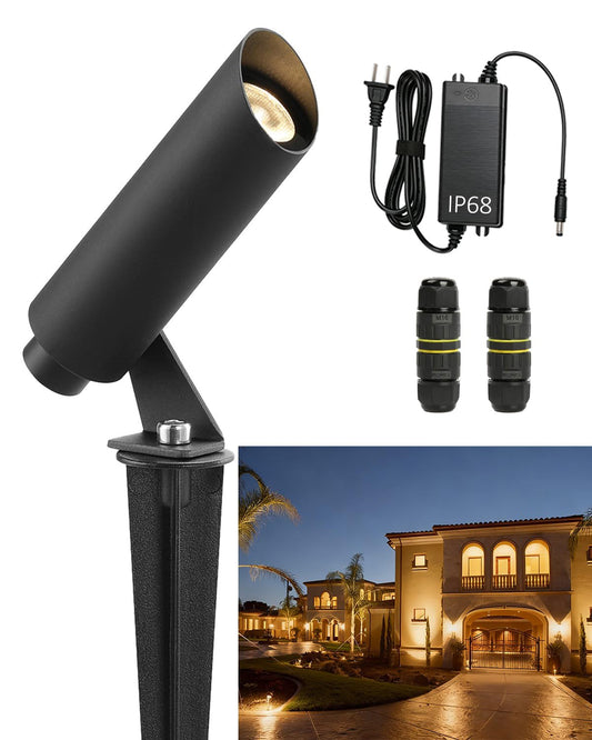 LUMISCRIPT Outdoor Landscape Lighting, Mini Size Low Voltage LED Spotlight(3000K), IP65 Waterproof, with Quick Installation Accessories, for House Patio Garden Fence Tree Yard Plant Lawn Flags Use