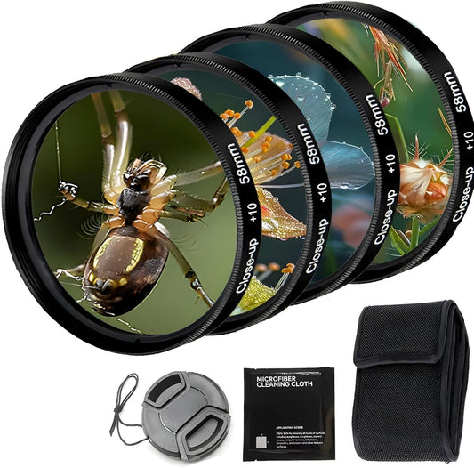YOFOTIXAUU 82mm 4 (+1 +2 +4 +10) Set, (82mm) Close-Up Lens Filters Kit Pieces Macro Filter Lens Cap & Cleaning Cloth