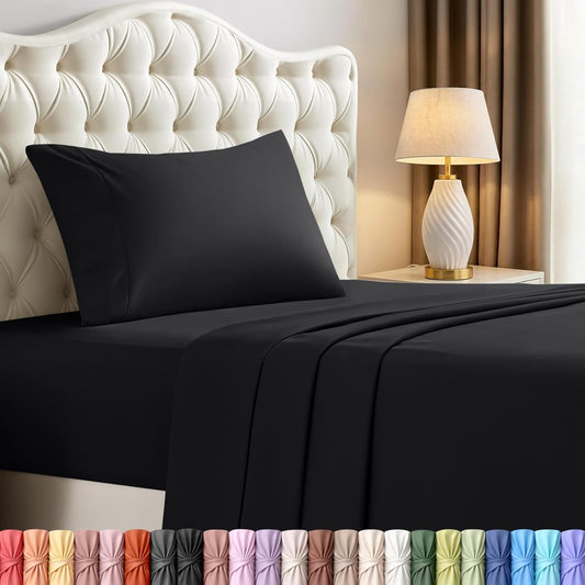 Utopia Bedding Twin Sheet Set - Soft, Breathable Microfiber Bed Sheets | 3-Piece Set in Black