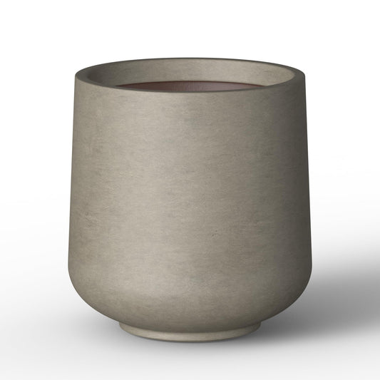 Kante Round Concrete Planter, 13 Inch Dia Barrel-Style Garden Pot with Drainage, Weathered Concrete Finish with Painted Interior, Ideal for Home, Patio and Garden (10.2" Opening)