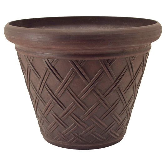 PSW Pot Collection Basket Weave Planter Pot for Indoor and Outdoor Plants and Gardens, 18-inch, Chocolate