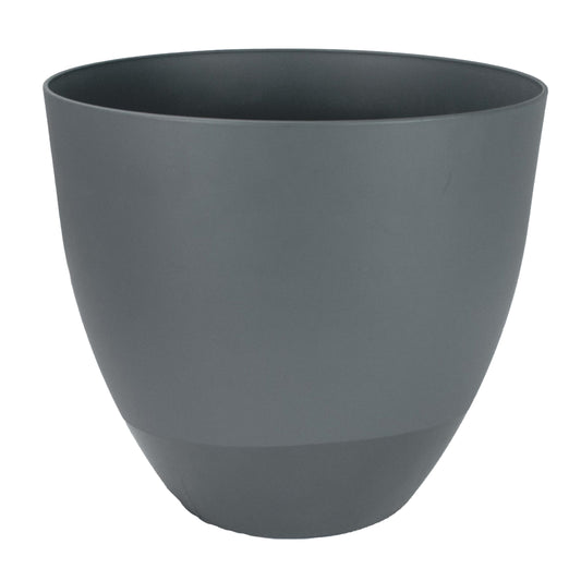 The HC Companies 13 Inch Topanga Decorative Round Planter - Lightweight Premium Resin Plant Pot with a Ceramic Look for Indoor Outdoor Use, Slate Blue Swoop