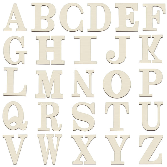 Soaoo 52 Pieces 12 Inch Unfinished Blank Wooden Letters Surface Big Wooden Alphabet Letters for Painting, DIY Projects, Tabletop, Home Wall Decor, Birthday Parties, Wedding