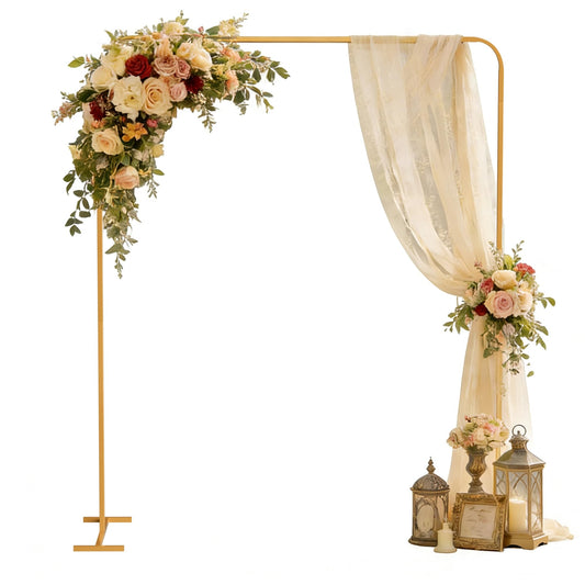 SIMHOMSTOR 5.2 * 6.56 FT Metal Arbor Frame Stand, Garden Arch Trellis for Plants, Wedding Decor Backdrop Flower Stand, Gold