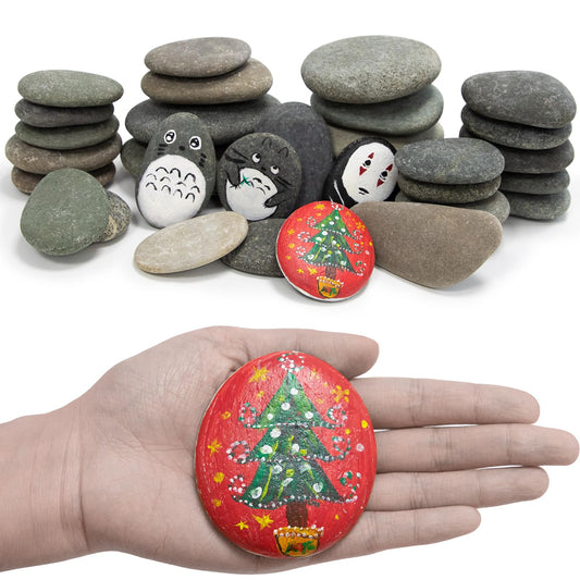 Markdang Rocks for Painting 30-35 Pcs 3-5” Large River Rocks for Paint Rock Natural Flat & Smooth Stones for Painting for Kids & Adult Craft Gift