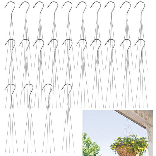 GBACHOOSE 24 Pack 24" 4 Wire Steel Hook Hanger, Pot Hangers for Plants, Wire Plant Hangers for Hanging Baskets, Plant Hanger for Indoor Outdoor Patio Garden Succulents Planters for Home Garden Decor