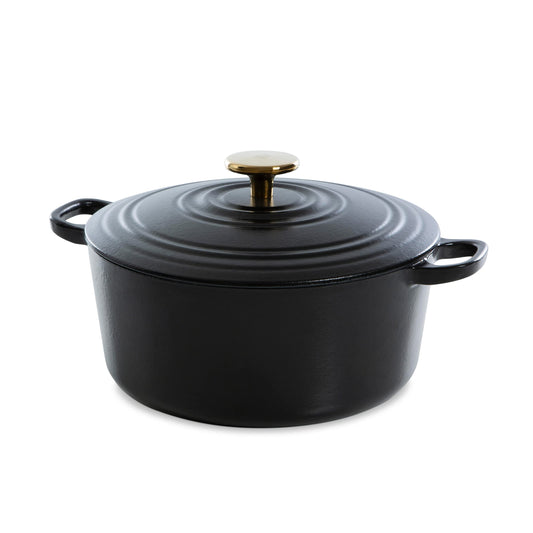 BK Cookware Bourgogne Enameled Cast Iron 4.4QT Dutch Oven, Pitch Black