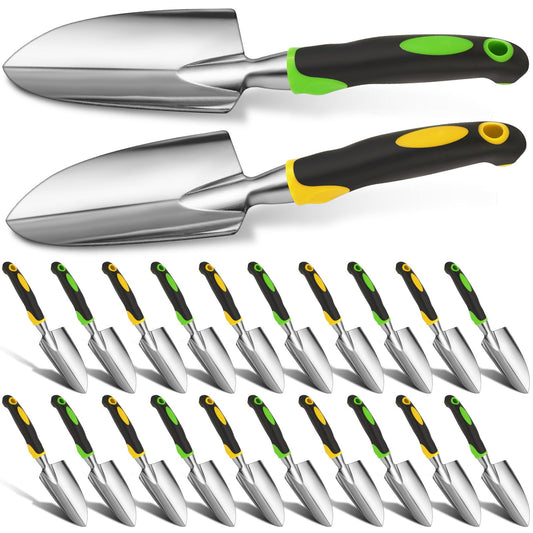 Yaocom Garden Shovel Aluminum Alloy Heavy Duty Trowel Garden Tool Small Shovels for Digging Metal Hand Trowel Spade with Soft TPR Handle for Lawn Yard Farm Home Shop Planting(24 Pcs)