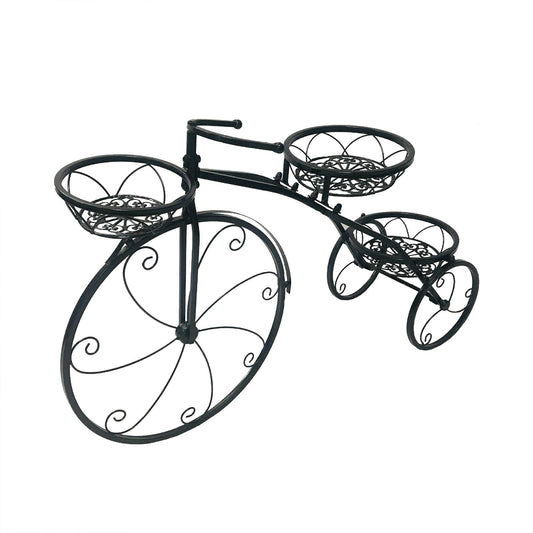 LOYALHEARTDY Bicycle Plant Stand Holder, Metal Flower Pot Holder Display Shelf Elegant Garden Patio Plant Rack Ideal For The Decoration Of Home, Garden, Patio (Black)