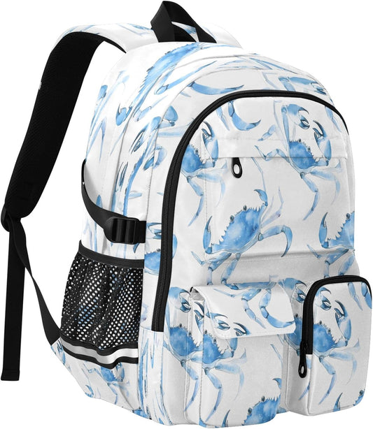 Bolaz Backpack 14 Inch Watercolor Crabs Travel Laptop Computer Bag Sturdy School Bag College Bookbag