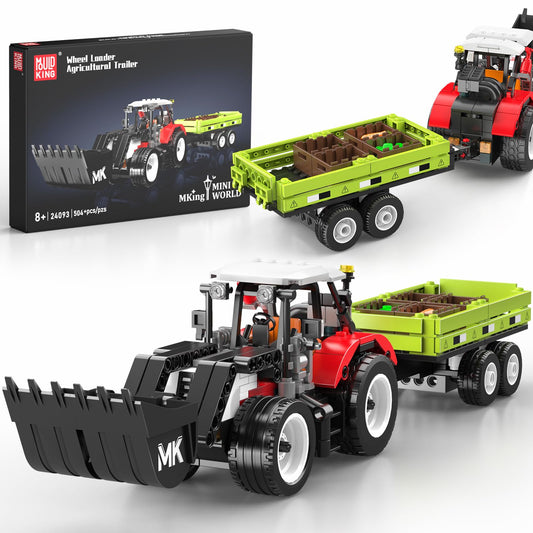 Mould King 24093 Farm Wheel Loader Building Sets, 504+ Pieces Mini World City Series Construction Sets, Farm Toys for Boy Age 8+